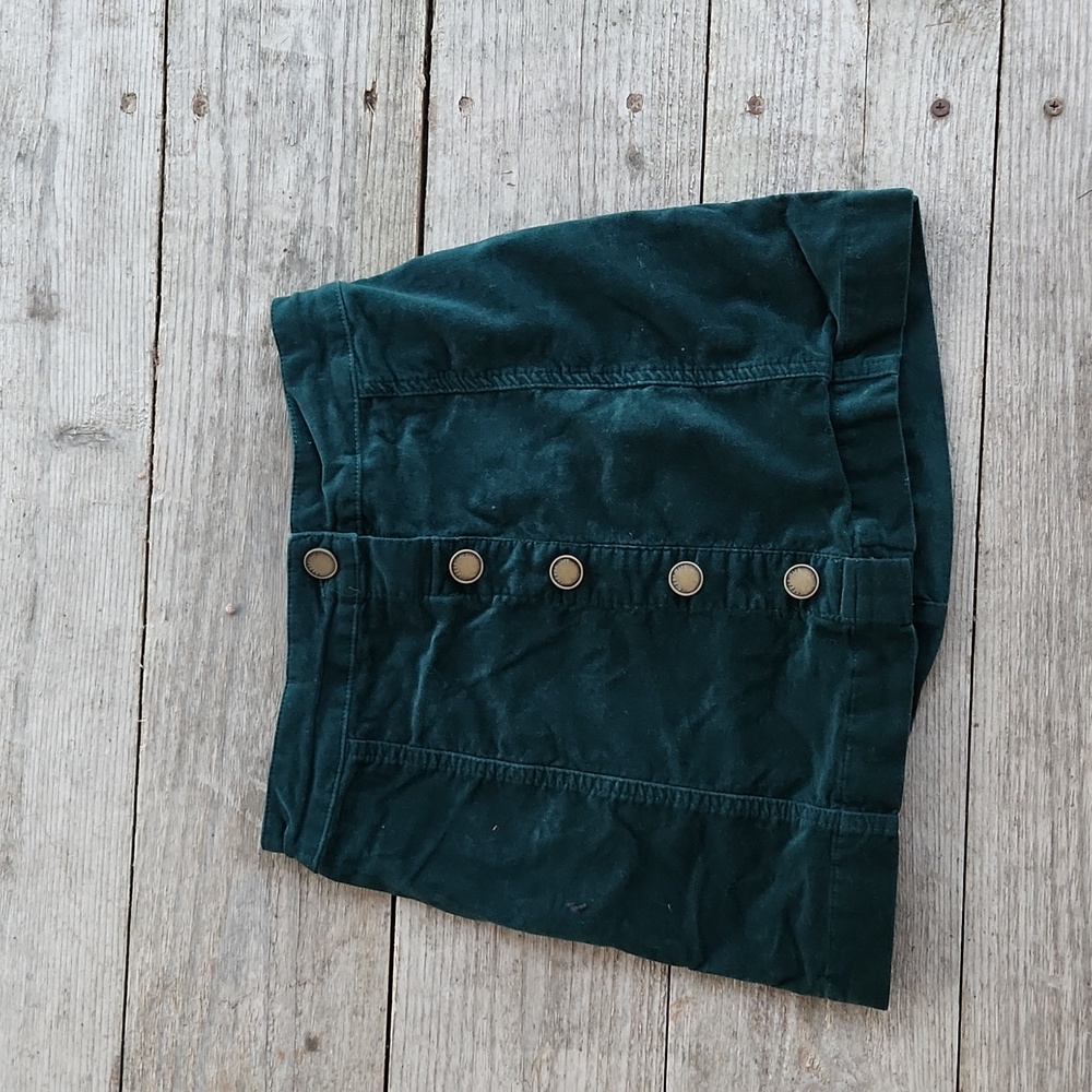 Copper Key Girls Small Pine Green / Emerald Green Button Front Skirt Holiday